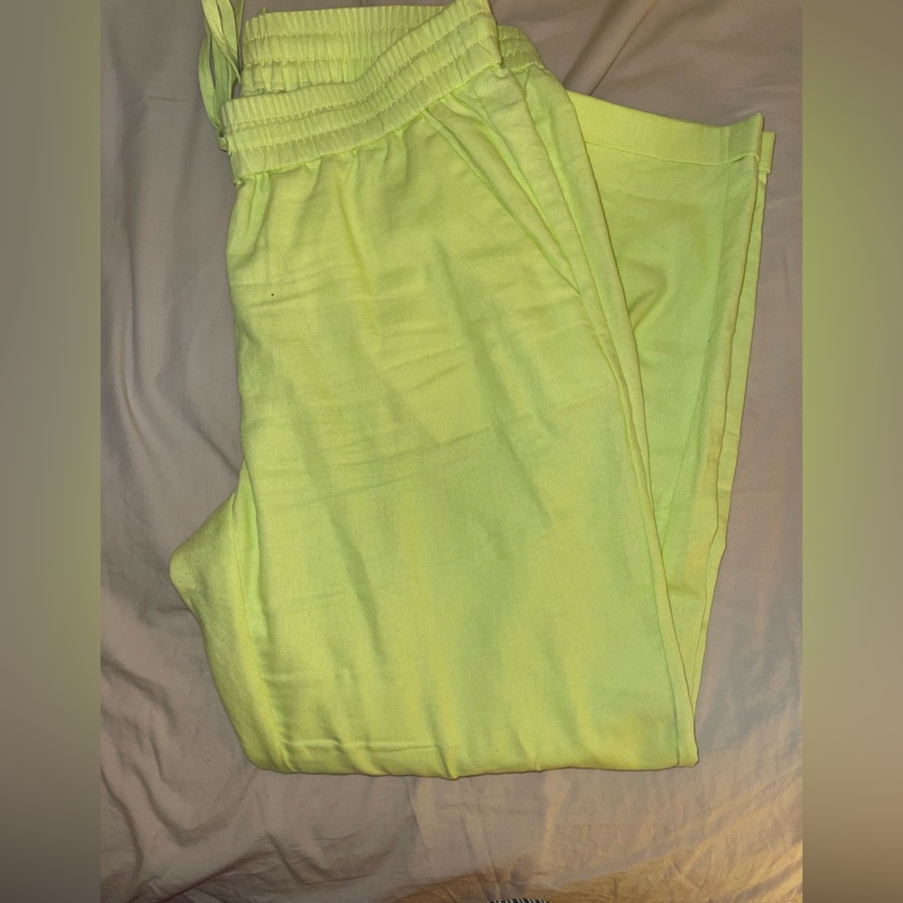 J Crew Linen ankle size 4 neon green